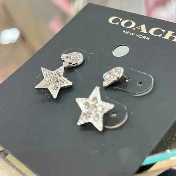 SIGNATURE AND PAVE STAR STUD EARRINGS SET (COACH C7778) - Picture 5 of 7
